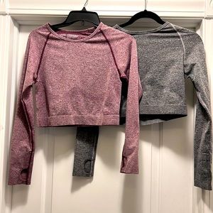 Set of 2 Pink Victoria’s Secret Seamless Longsleeve Half Shirts with Thumb Hole